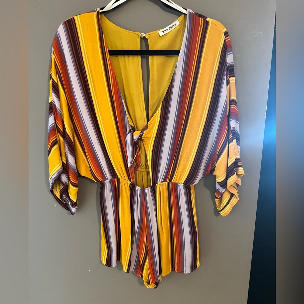 Mustard pinstripe romper